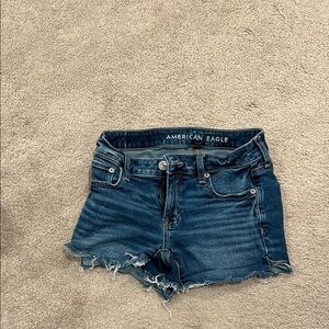 American Eagle Outfitters Blue Jean Shorts Distressed Cut-Off Style